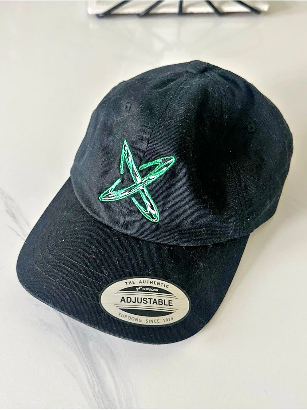 Feid Falxo Tour Green Print Embroidered Adjustable Cap in Black